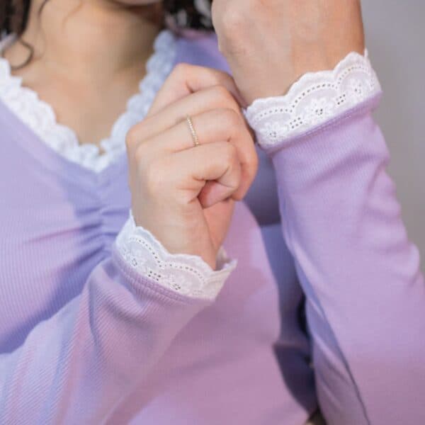 Blusa de Malha Canelada Vintage Lavanda